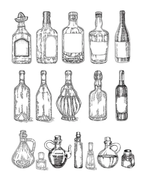 Γυάλινα βάζα και μπουκάλια σκίτσο. Εικονογράφηση διάνυσμα που απομονώνονται σε λευκό — Διανυσματικό Αρχείο