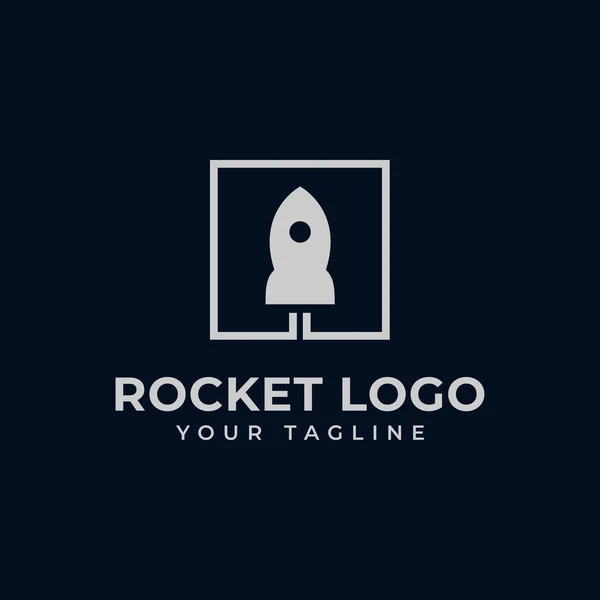 Enkel fyrkantig raket lansering, Rymdskepp Logotyp Design Mall — Stock vektor