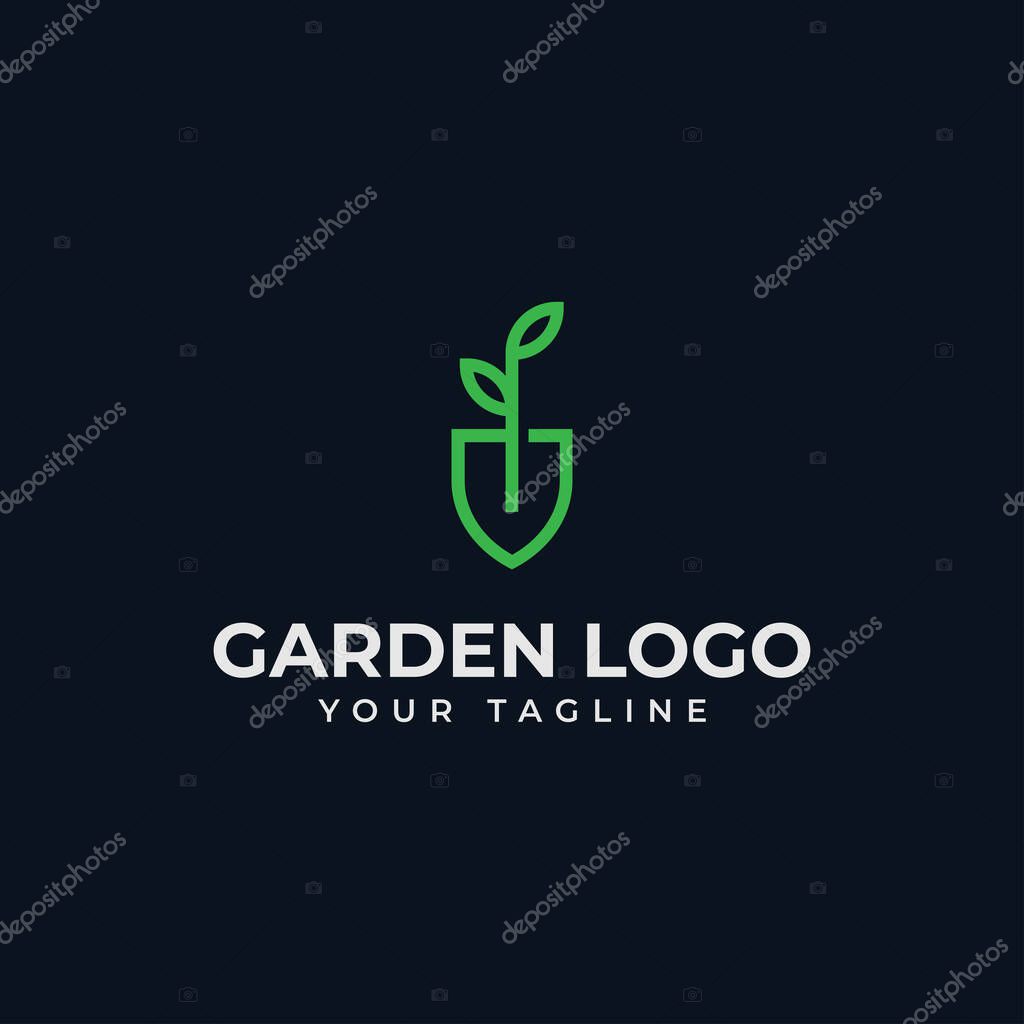 Shovel Leaf, Garden, Botany, Nature, Seed, Plant Line Logo Design