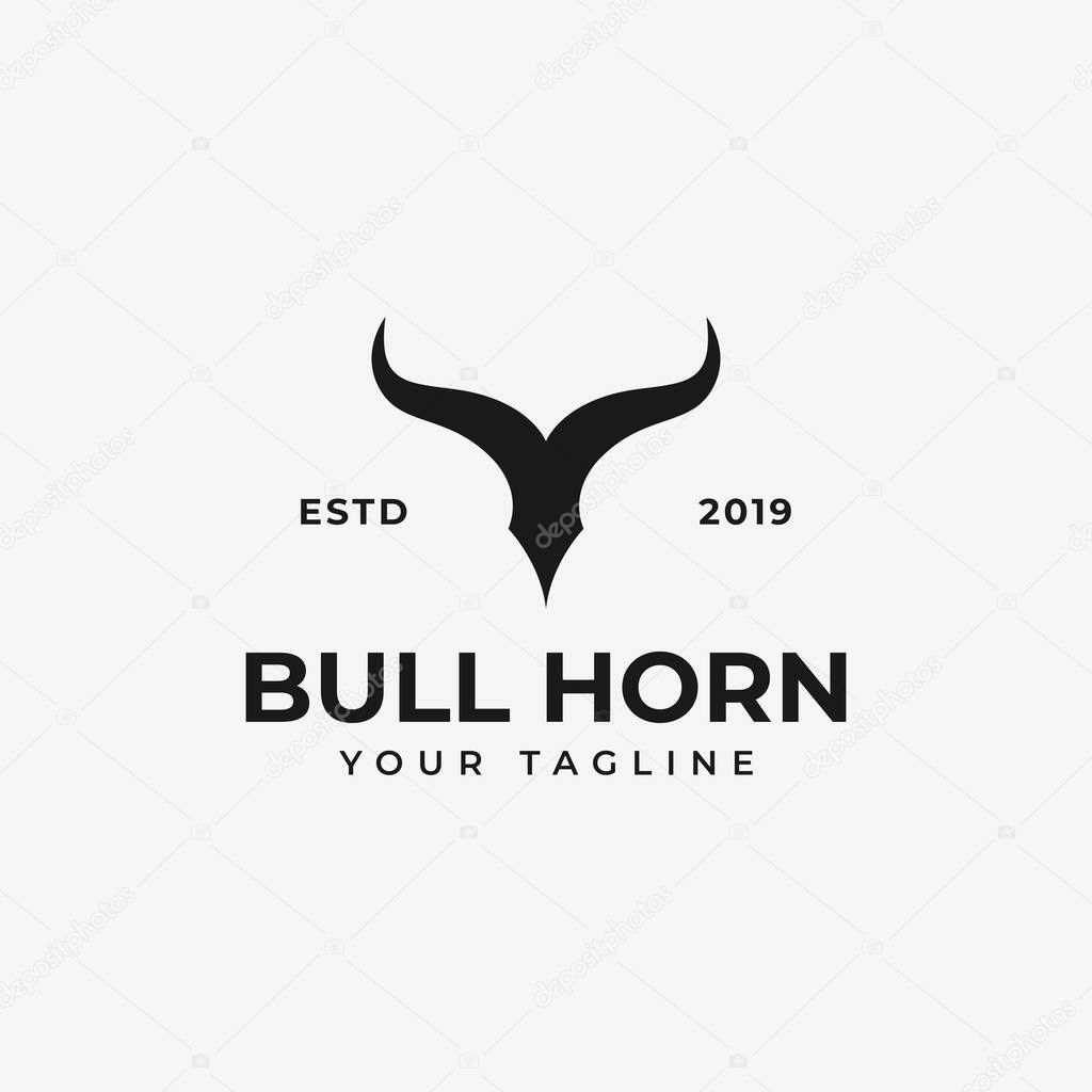 Abstract Bull Horn, Buffalo Head, Taurus, Bison Logo Design