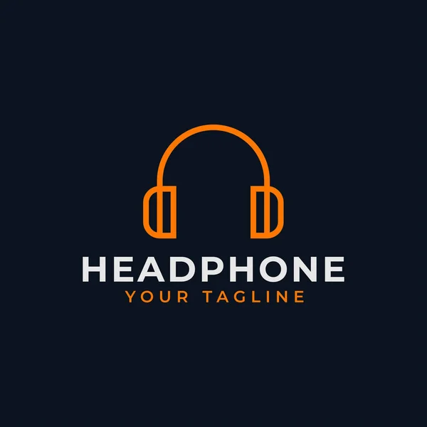 Headphone simples, Música Estúdio Gravação, DJ Line Logo Design —  Vetores de Stock