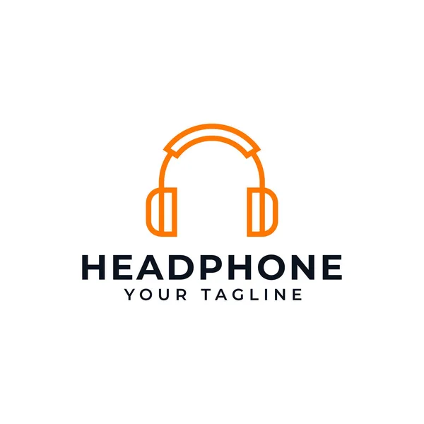 Headphone simples, Música Estúdio Gravação, DJ Line Logo Design —  Vetores de Stock