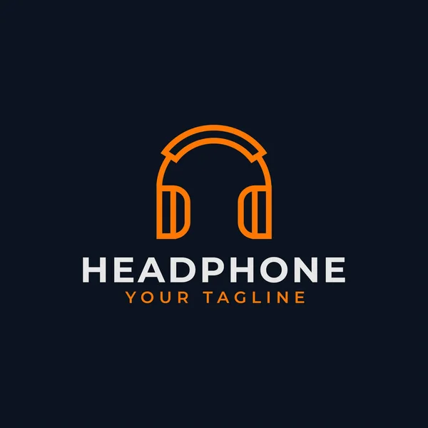 Headphone simples, Música Estúdio Gravação, DJ Line Logo Design —  Vetores de Stock