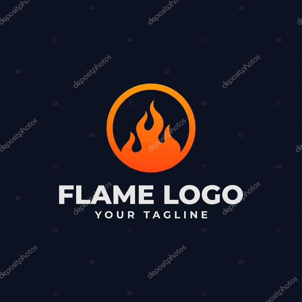 Abstract Circle Fire Flame, Burn Logo Design Template