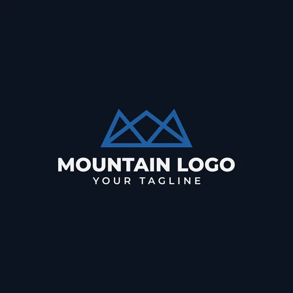 Basit Dağ Zirvesi, Tepe, Vadi Hattı Logo Tasarım Şablonu — Stok Vektör