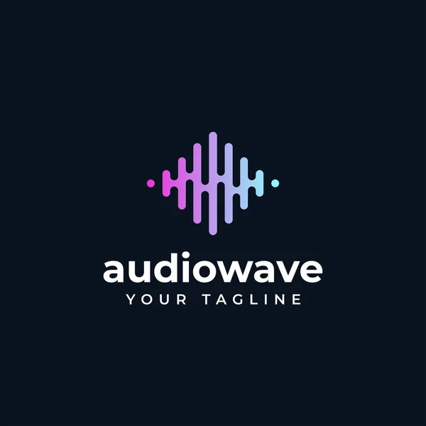 Onda Áudio Som Música Design Logotipo Frequência —  Vetores de Stock