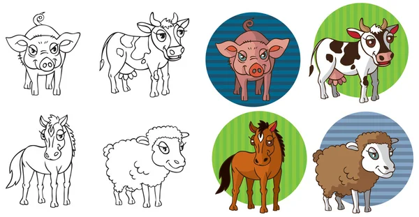 Фермерські тварини в колі — стоковий вектор