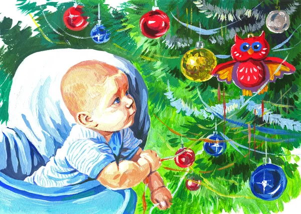 아기와 크리스마스 장난감 — 스톡 사진