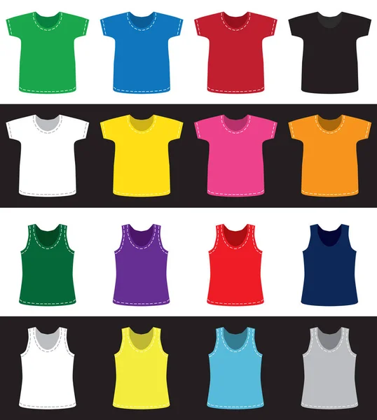 Trička a košile různé barvy bez vzoru — Stockový vektor