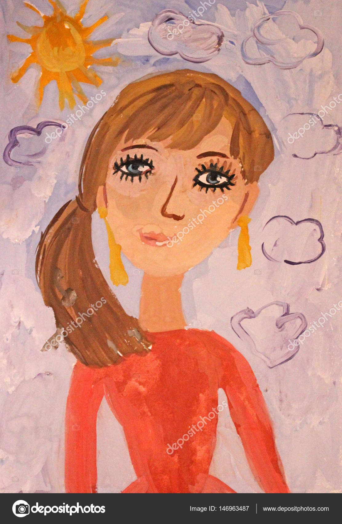 Dziecko Rysowania Portretu Matki Zdjęcie Stockowe