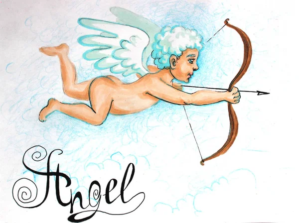 Cupido de ilustração com seta — Fotografia de Stock