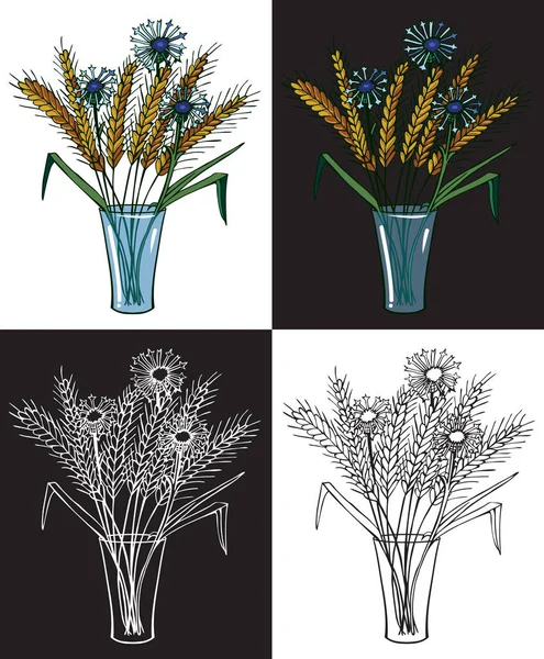 Majsblomst og ører i vase – Stock-vektor