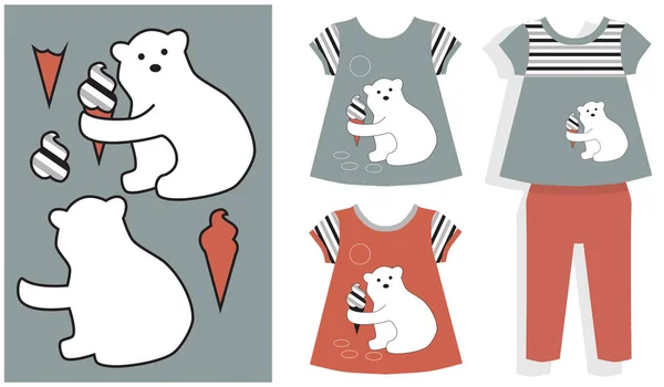 Applique white bear en ijs — Stockvector