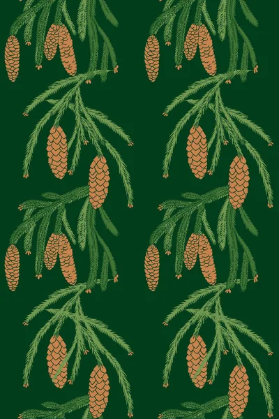 Seamless pattern pine tree cones — Stock Vector
