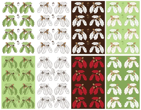 Pianta modello senza soluzione di continuità quercia e ghianda — Vettoriale Stock