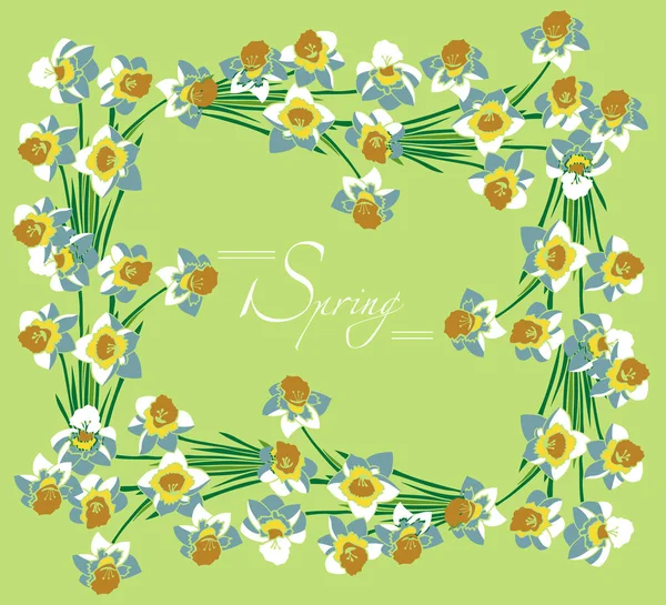Marco blanco narcisos primavera — Archivo Imágenes Vectoriales