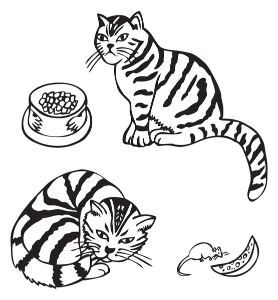 Gato y ratón con queso — Archivo Imágenes Vectoriales