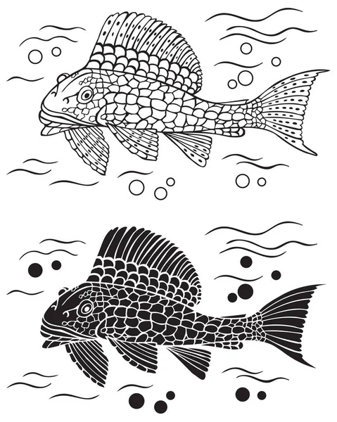 装飾的な魚のナマズ — ストックベクタ