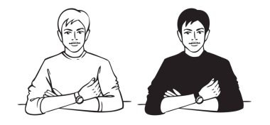 Man is sitting at table vector