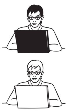 dizüstü arkasında gözlüklü genç adam