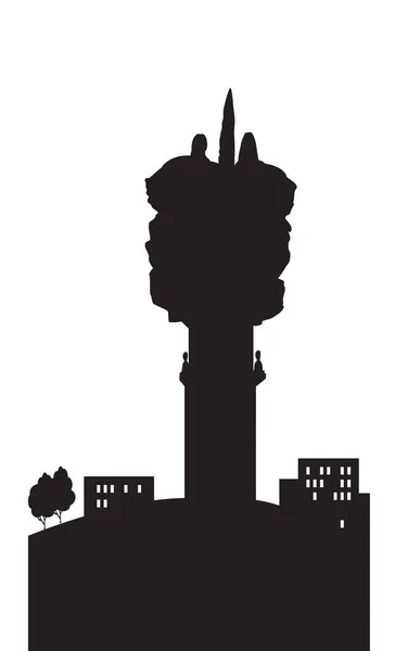 Monument Saransk pour toujours avec silhouette Russie — Image vectorielle