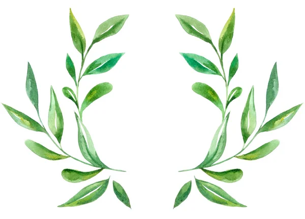 Ramka zielone liście akwarela — Zdjęcie stockowe