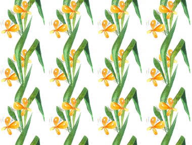 Çiçeksiz desenli suluboya sarı kelebekler