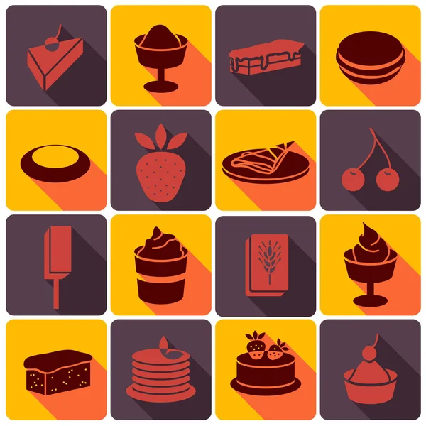 Ensemble Bonbons Colorés Des Icônes Desserts Avec Des Ombres — Image vectorielle