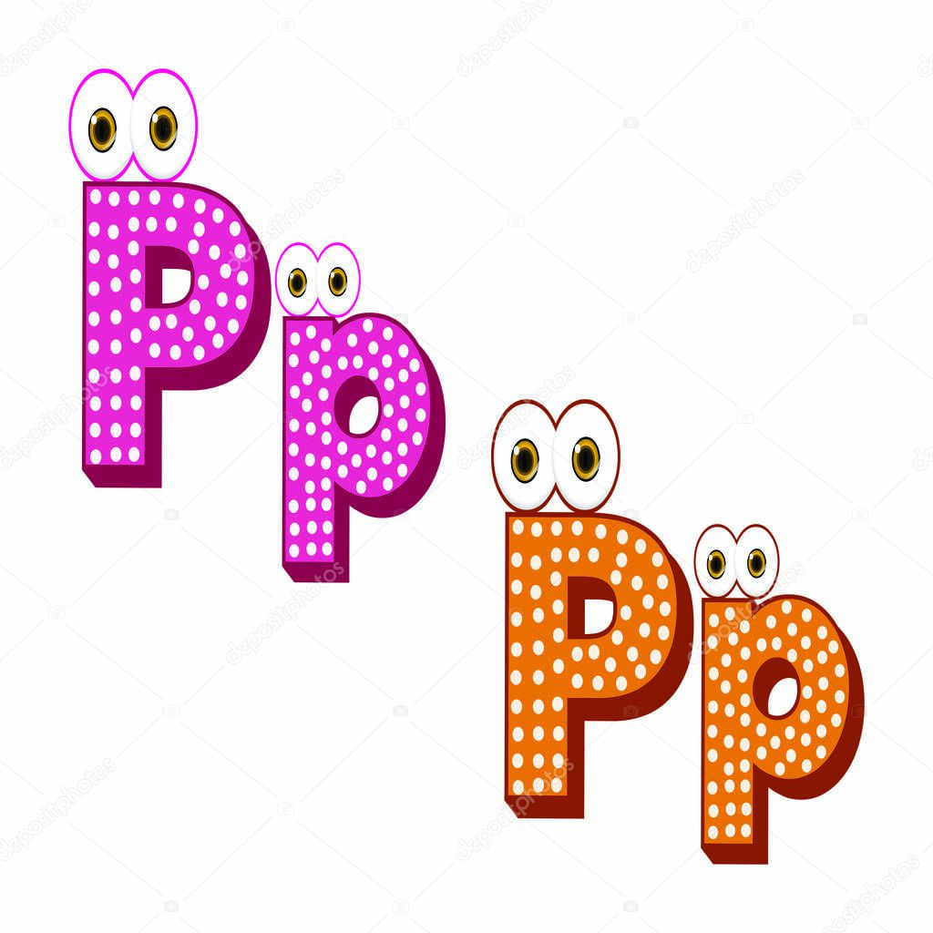 P Letter Character Capital and Small - Cartoon Vector Image