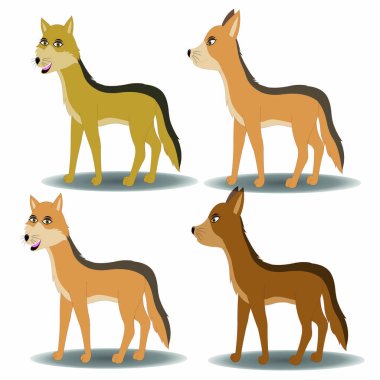 Dört Kahverengi Çakal - Çizgi film Vektör Resimleri