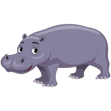 Mutlu Hippopotamus - Çizgi film Vektör Resmi