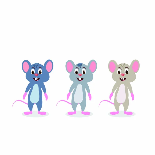 Tres Ratones Imagen Vectorial Dibujos Animados — Vector de stock