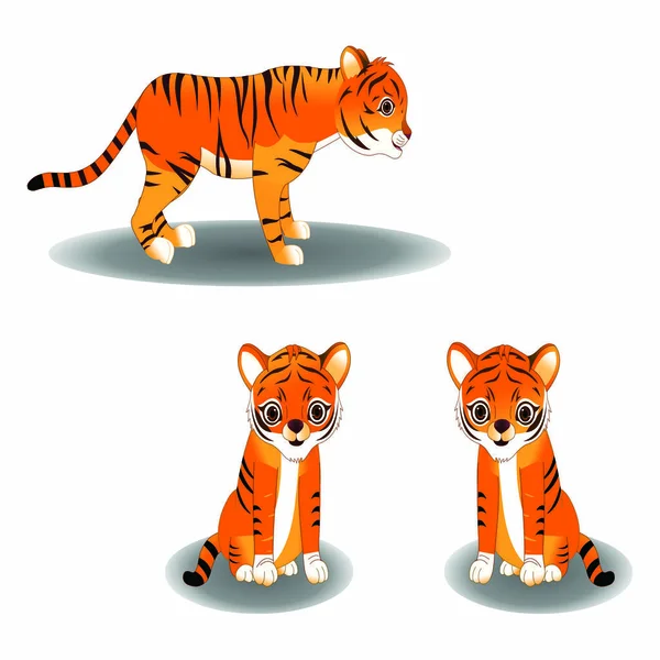 Tres Cachorros Tigre Imagen Vectorial Dibujos Animados — Vector de stock