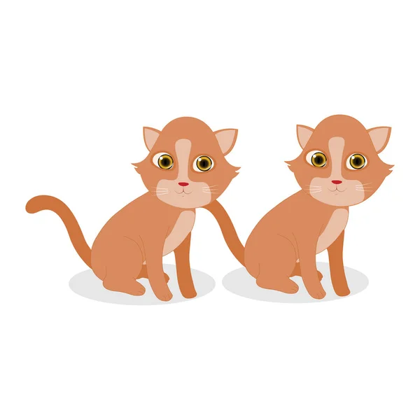 Dos Gatitos Imagen Vectorial Dibujos Animados — Vector de stock