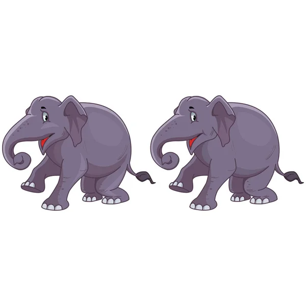 Zwei Graue Elefanten Cartoon Vektorbild — Stockvektor