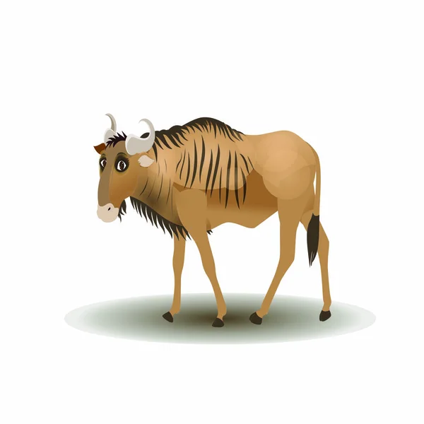 Wildebeest Con Expresiones Imagen Vectorial Dibujos Animados — Vector de stock