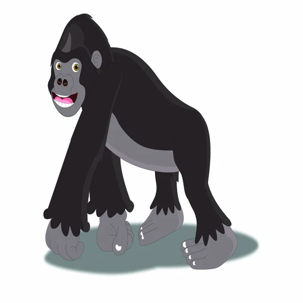 Negro Gorila Imagen Vectorial Dibujos Animados — Vector de stock
