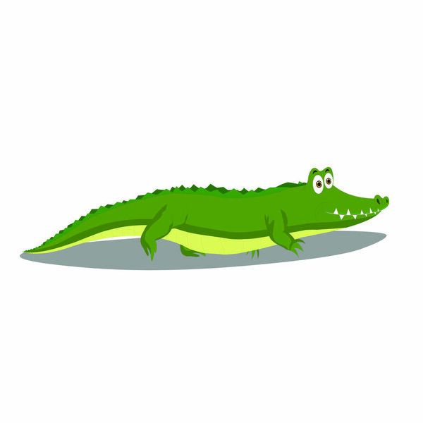 Green Crocodile with Spikes and Closed Mouth - Cartoon Vector Image