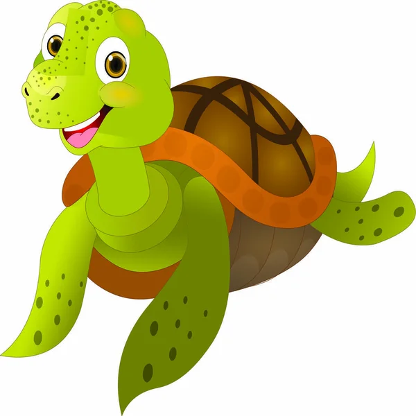 Tortuga Feliz Imagen Vectorial Dibujos Animados — Vector de stock