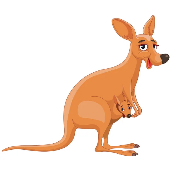 Kangourou Avec Joey Image Vectorielle Bande Dessinée — Image vectorielle
