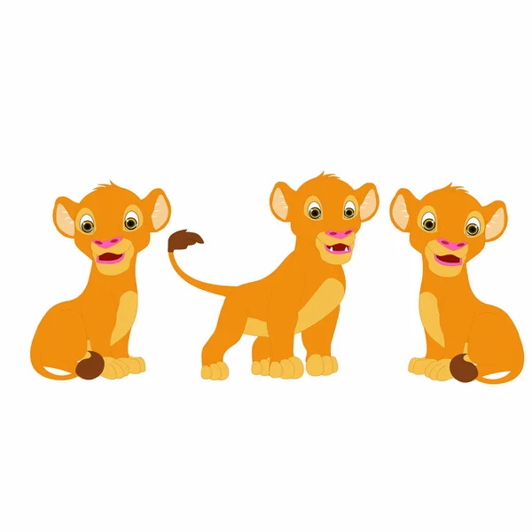 Lion Three Cubs Cartoon Vector Image — Stock Vector