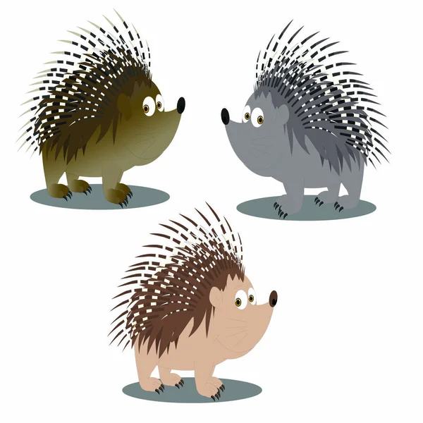 Caractère Porcupine Gris Brun Image Vectorielle Bande Dessinée — Image vectorielle