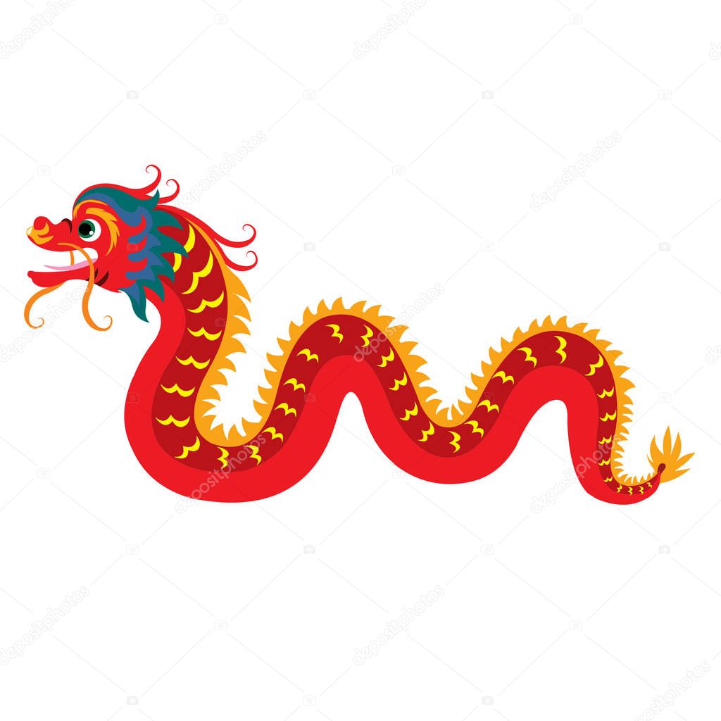 Red Chinese Dragon - Cartoon Vector Image