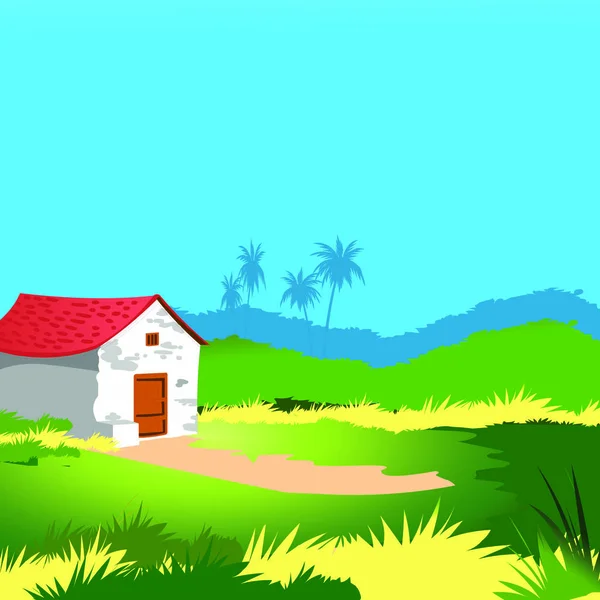 Scenic Background Beautiful House Vector Image — Stock Vector