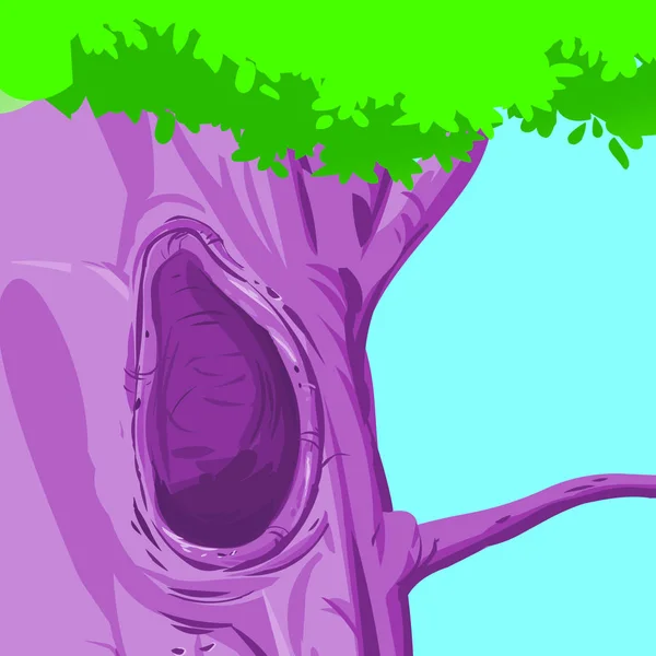 Fundo Árvore Com Buraco Desenhos Animados Imagem Vetorial — Vetor de Stock