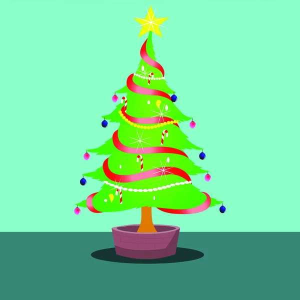 Árvore Natal Decorada Imagem Vetorial — Vetor de Stock