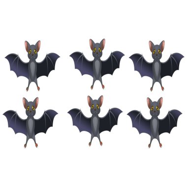 Altı Bebek Yarasa - Çizgi film Vektör ResmiStencils