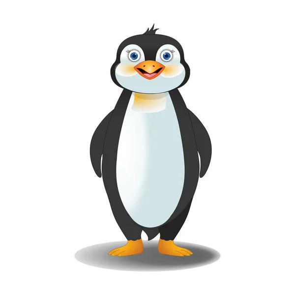 Vista Anteriore Del Pinguino Sorridente Immagine Vettoriale Del Fumetto — Vettoriale Stock