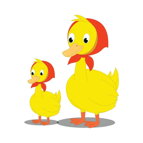 Madre Bebé Pato Imagen Del Vector Dibujos Animados — Vector de stock