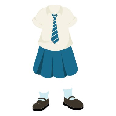 Liseli Kız Mavi Üniforması - Çizgi film Vektör Resmi